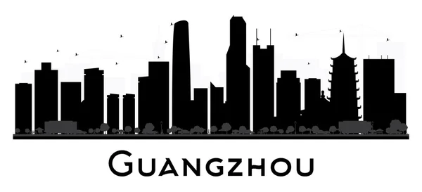 Ciudad de Guangzhou skyline silueta en blanco y negro . — Vector de stock