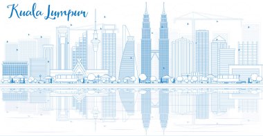 Mavi Binalar ve Yansımalar ile Anahat Kuala Lumpur Skyline