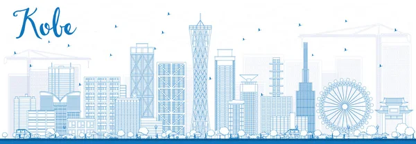 Esquema de Kobe Skyline con edificios azules . — Vector de stock