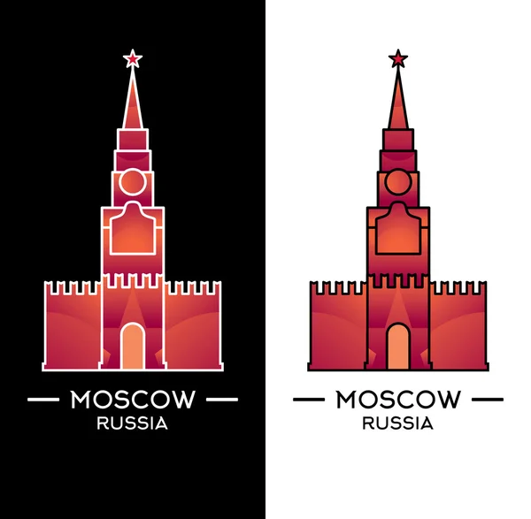 Spasskaya Tower isolated on white and black background. — Wektor stockowy