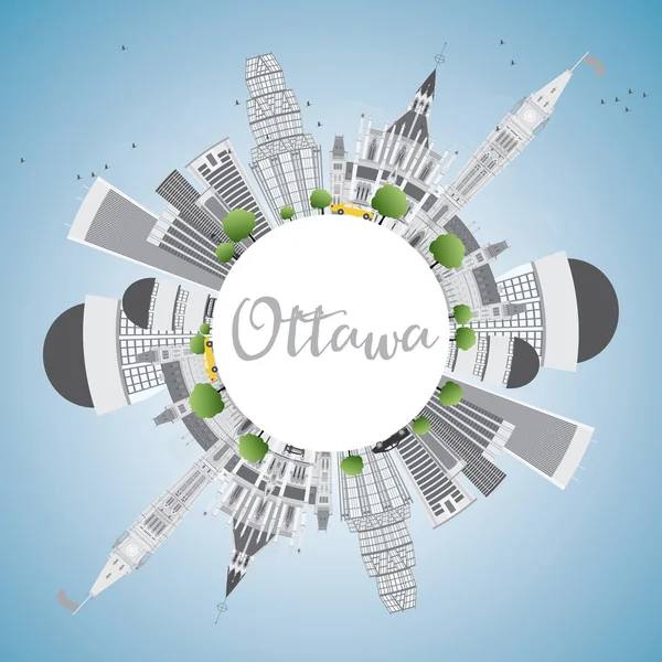 Ottawa Skyline with Gray Buildings and Copy Space. — Stock Vector