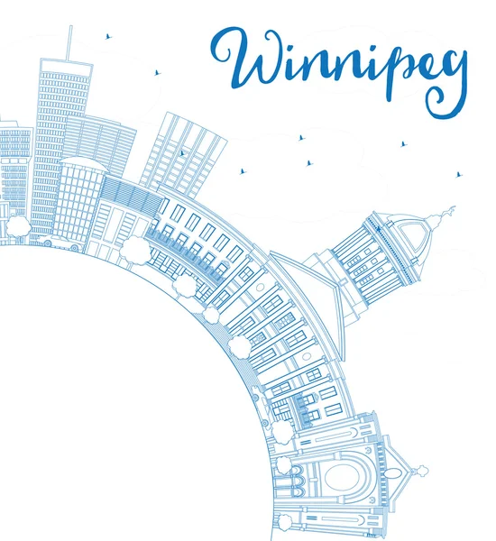 Décrivez Winnipeg Skyline avec les bâtiments bleus et l'espace de copie . — Image vectorielle