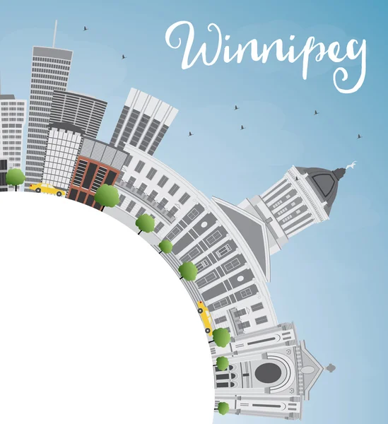 Winnipeg Skyline avec bâtiments gris et espace de copie . — Image vectorielle