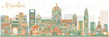 Renk Simgeleri ile Soyut Mumbai Skyline.