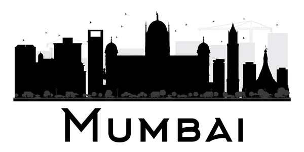 Bombaj miasto panoramę czarno-biała sylwetka. — Wektor stockowy