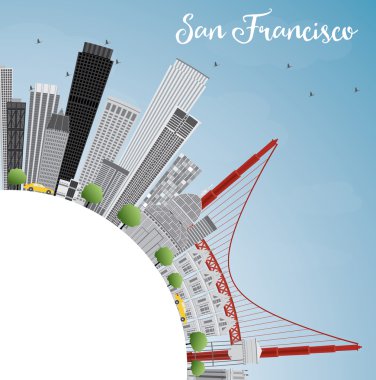 San Francisco Skyline gri binalar ve mavi gökyüzü ile. 