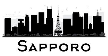 Sapporo City silueti siyah beyaz siluet. 