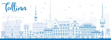 Anahat Tallinn manzarası ile mavi binalar.