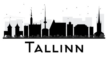 Tallinn City skyline black and white silhouette. clipart