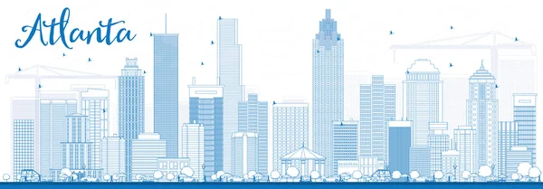 Overzicht Atlanta Skyline met blauwe gebouwen. — Stockvector