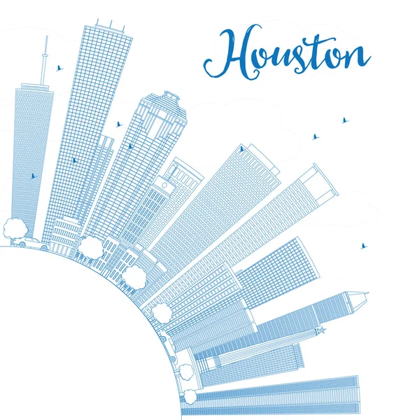 Esquema de Houston Skyline con edificios azules . — Vector de stock