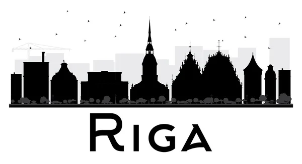 Riga City skyline silhueta em preto e branco . —  Vetores de Stock