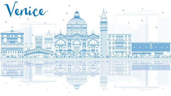 Περίγραμμα ορίζοντα Βενετία σιλουέτα με μπλε κτιρίων. — Διανυσματικό Αρχείο