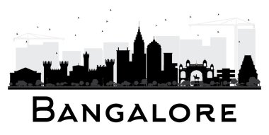 Bangalore City silueti siyah beyaz siluet. 