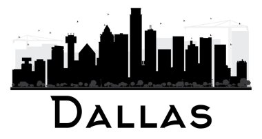 Dallas City silueti siyah beyaz siluet. 
