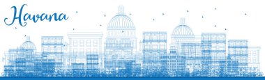 Mavi Binalar ile Anahat Havana Skyline. 