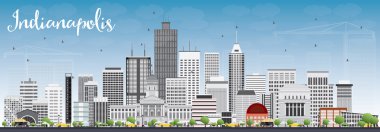 Gri Binalar ve Mavi Gökyüzü ile Indianapolis Skyline. 