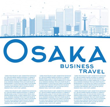 Anahat Osaka manzarası ile mavi binalar ve kopya alanı. 