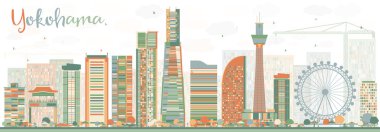 Soyut Yokohama manzarası renkli binalar. 