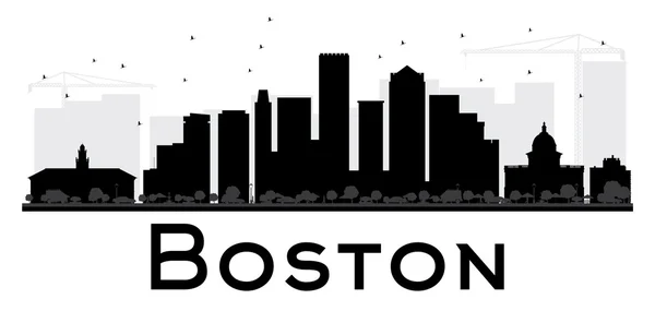 Boston city skyline fekete-fehér sziluett. — Stock Vector