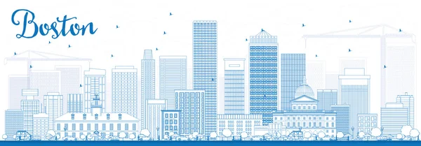Kontur Boston Skyline med blå byggnader. — Stock vektor