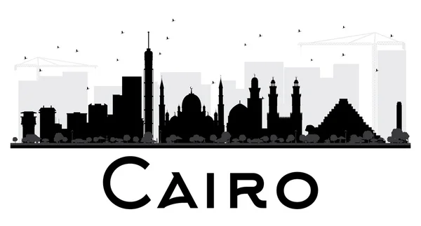 Panoramę miasta Kair czarno-biała sylwetka. — Wektor stockowy