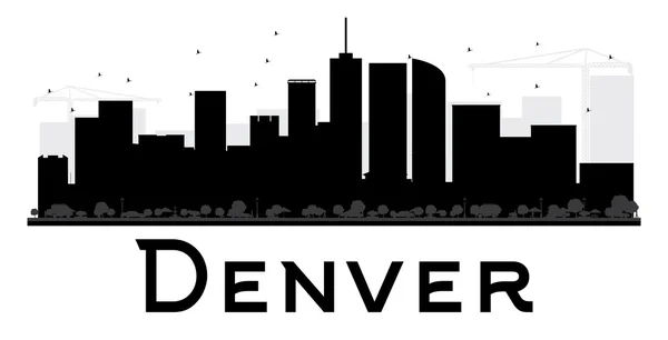 Ciudad de Denver skyline silueta en blanco y negro . — Vector de stock