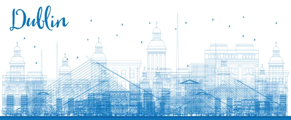 Outline Dublin Skyline con edifici blu . — Vettoriale Stock