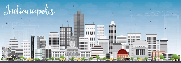 Indianapolis Skyline with Gray Buildings and Blue Sky. — Stock Vector