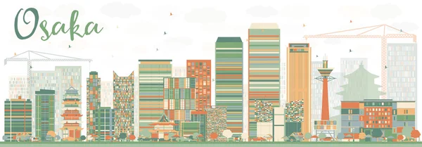 Abstracte Osaka Skyline met kleur gebouwen. — Stockvector