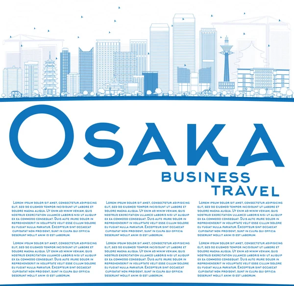 Outline Osaka Skyline with Blue Buildings and Copy Space. — Stock Vector