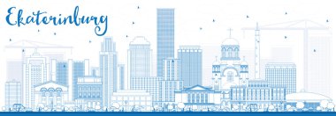 Anahat Ekaterinburg manzarası ile mavi binalar.