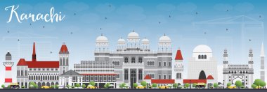 Karachi Skyline with Gray Landmarks and Blue Sky.