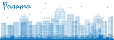 Anahat Panama şehir manzarası ile mavi gökdelenler. 
