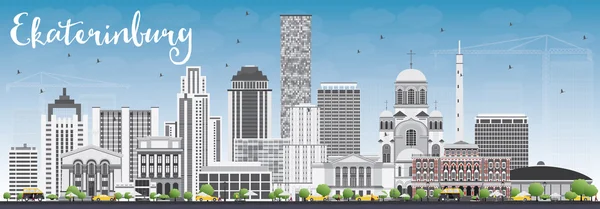 Ekaterinburg Skyline con edificios grises y cielo azul . — Vector de stock