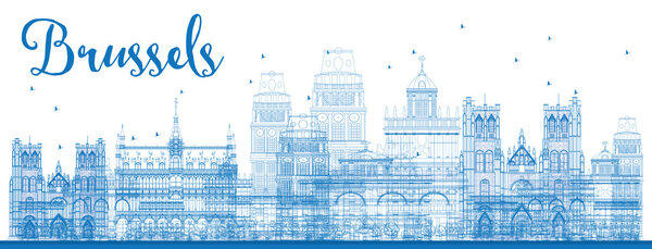 Контур Брюсселя с голубыми зданиями
.