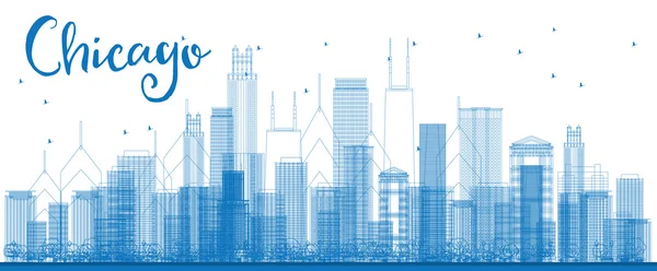 Outline Chicago city skyline with blue skyscrapers. — 스톡 벡터