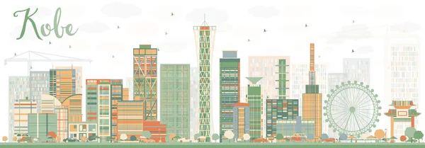 Resumen Kobe Skyline con edificios de color . — Vector de stock