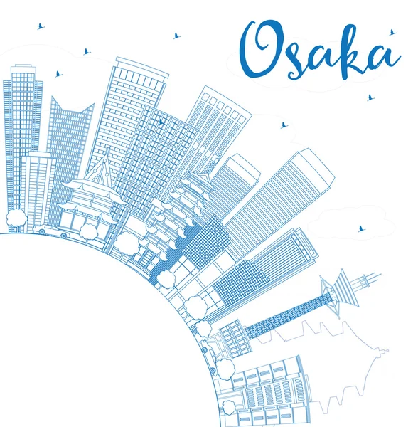 Anahat Osaka manzarası ile mavi binalar ve kopya alanı.