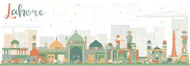 Abstract Lahore Skyline with Color Landmarks.  clipart