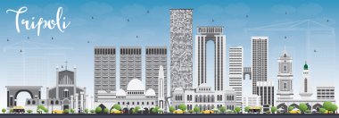 Gri Binalar ve Mavi Gökyüzü ile Trablus Skyline. 
