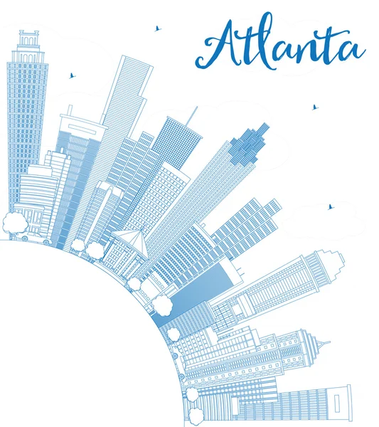 Контур Атланта Skyline с голубыми зданиями и копирования пространства . — стоковый вектор
