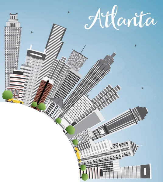 Atlanta Skyline con edificios grises, cielo azul y espacio de copia . — Vector de stock