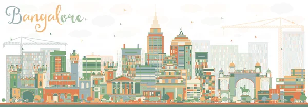 Resumen Bangalore Skyline con edificios de color . — Archivo Imágenes Vectoriales