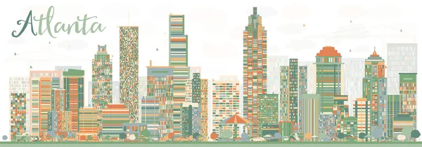 Skyline Atlanta Abstrak dengan Bangunan Warna . - Stok Vektor