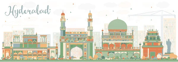 Αφηρημένη Χαϊντεραμπάντ Skyline με χρώμα ορόσημα. — Διανυσματικό Αρχείο