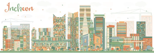 Resumen Incheon Skyline con edificios de color . — Vector de stock