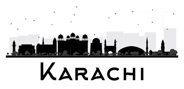 Karachi City skyline silueta en blanco y negro . — Vector de stock