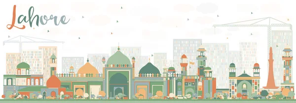 Astratto Lahore Skyline con i punti di riferimento di colore . — Vettoriale Stock