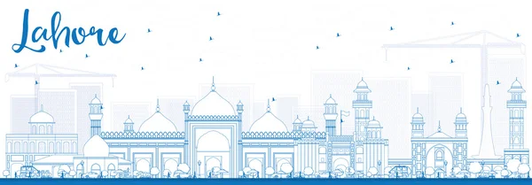 Контур Лахор Skyline з синім орієнтири. — стоковий вектор